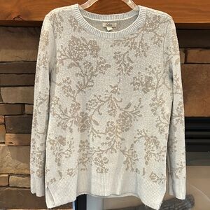 Croft & Barrow Floral Sweater - Cream and Gray